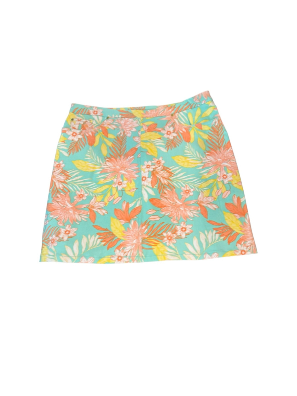 Women's Hearts of Palm Teal Orange Floral Skort Size 10 - Picture 2 of 6